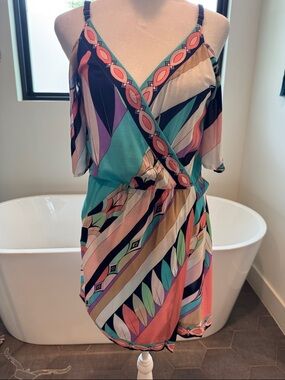 Trina Turk | Dresses | Trina Turk Juju Print Halter Style Dress Abstract  Print Vibrant Colors New | Poshmark